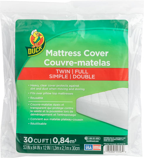 Duck Brand Bed Mattress Matress Cover, Full/Twin, Clear (1140235)...