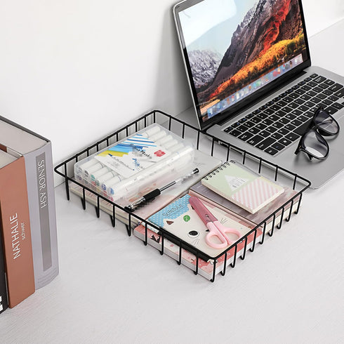 BTSKY Multipurpose A4 File Tray Wire Desk Tray Organizer Elegant Letter Size Desk Documents Tray Magazine Files Storage Basket Organizer Bin for O...
