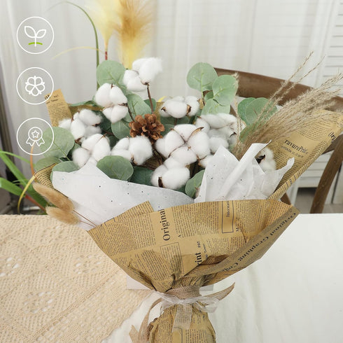 DomeStar 13 Bundles of Cotton Stems, 16.5" Natural Dried Cotton Stalks with Bolls Cotton Blooms Floral Stems for Vase Fillers...