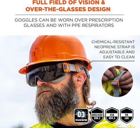 Ergodyne Skullerz MODI Protective OTG Safety Goggle, Indirect Venting, Anti Fog, Scratch Resistant...