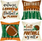 Fall Means Football Y'all Decorative Throw Pillow Cover Set of 4, Autumn Leaves Football Please Quote Cushion Case Decor, Rugby Sport Helmet Pumpk...