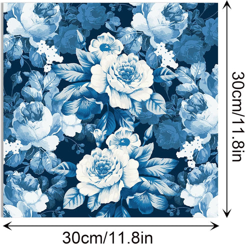 Blue Rose Scrapbook Paper Pad,24 Pcs Blue Rose Pattern Double-Sided Decopodge Paper,Cardstock Paper for Scrapbooking DIY Decorative Background Car...