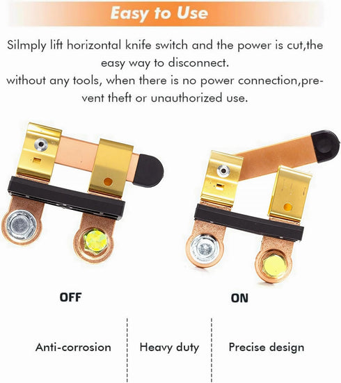 Side Post Battery Disconnect Switch 12V / 24V 250/750 Amps Knife Blade Isolator Power Cutoff for Marine Car Boat RV ATV Battery Cut Off Shut Off S...