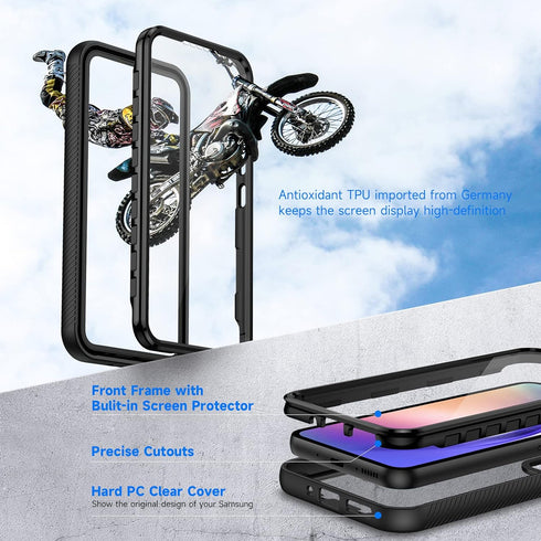 seacosmo Case for Samsung Galaxy A54 5G, with Built-in Screen Protector, Full Body Shockproof Protection Phone Cover?Black...