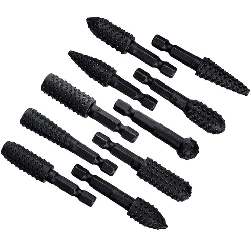 Yakamoz 10Pcs 1/4 Inch Hex Shank Rotary Rasp File Set Wood Carving Burrs Rasp Drill Bits DIY Woodworking Tool for Wood Polishing Deburring Shaping...