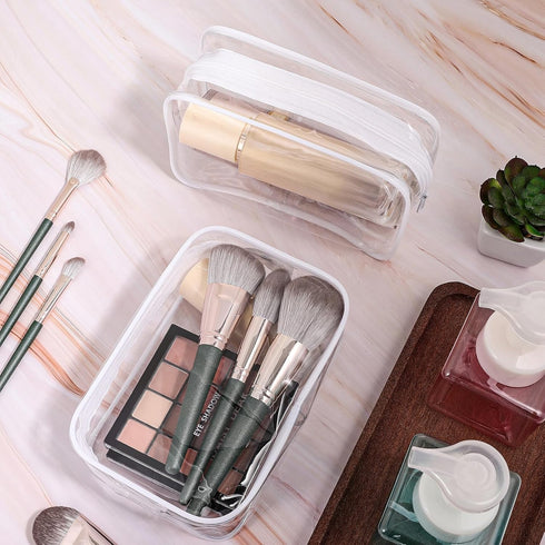 CACASO 12 Pack Clear Makeup Bag,TSA Approved Toiletry Bag,Clear Travel Bags for Toiletries,PVC Clear Cosmetic Bags Clear Pouches with Zipper,Clear...