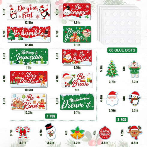 Whaline 37Pcs Christmas Bulletin Board Decorations Motivational Xmas Cut-outs Cute Santa Snowman Cutouts Classroom Decor Xmas Rule Posters for Win...