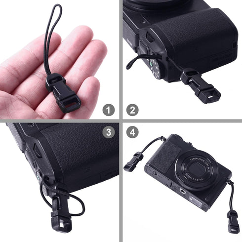 Padwa Lifestyle 4 Pcs Black Quick Release Camera Strap QD Loops Connector Adapter - Camera Quick Release Clip Compatible for All Compact Digital C...