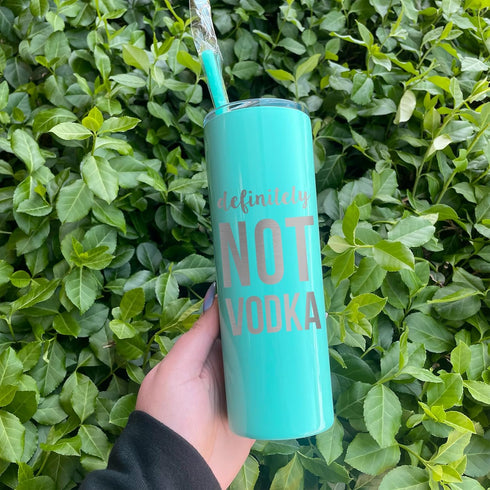 The Crafty Engineer Definitely Not Vodka Tumbler with Lid and Straw, Funny Reusable Water Cup (Mint-20oz)...