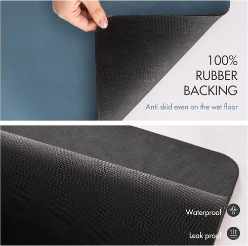 Drying Mat for Kitchen Countertops, Coffee Mat Hide Stain Rubber Backed Absorbent Dish Drying Mat (Blue, 12"x16")...