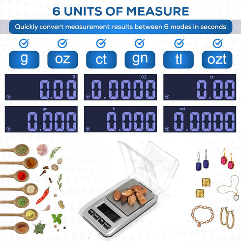 Mini Digital Pocket Scale, High Accuracy 0.01gX 200g Jewelry Weight, LCD Display, Electronic Kitchen Scale, Silver Color, Small...