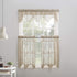 No. 918 Alison-Tr Floral Lace Sheer Rod Pocket Kitchen Curtain Tier Pair, 58" x 36", Stone...