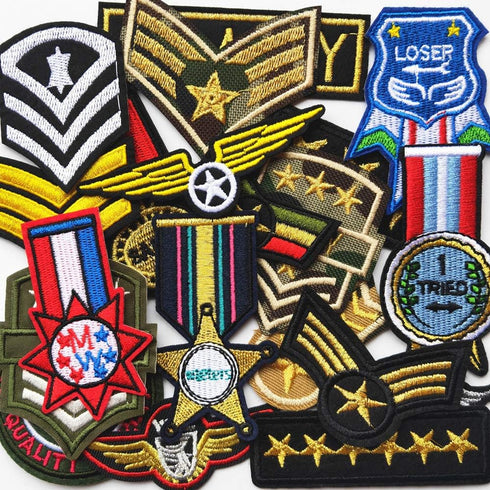 Mo Sheng Accessory 20pcs DIY Medal Epaulet Soldier Badges Patches Embroidery Mix Patterns Iron On/Sew On Applique for Clothes Backpacks T-Shirt Je...