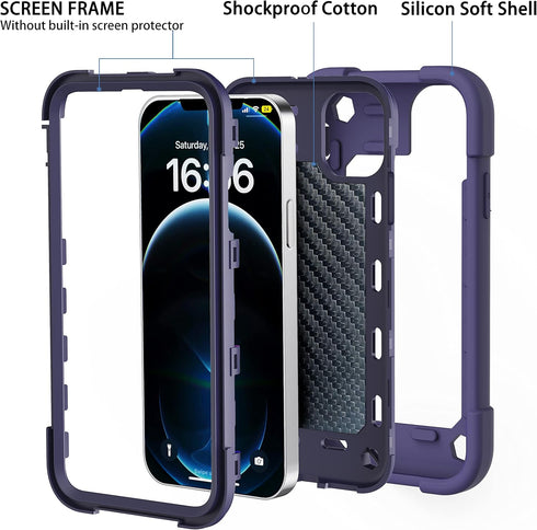 for iPhone 12 Pro Max Case 6.7 Inch with Ring Stand, with 2 Pack Glass Screen Protector + 1 Pack Camera Lens Protector,Heavy-Duty Shockproof Cover...