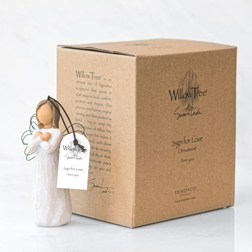 Willow Tree Sign for Love Ornament, Sculpted Hand-Painted Figure...