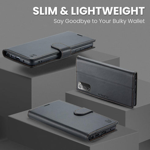 for Samsung Galaxy Note 20 5G Wallet Case with RFID Blocking Credit Card Holder, PU Leather Folio Flip Kickstand Shockproof Cover for Women Men (B...