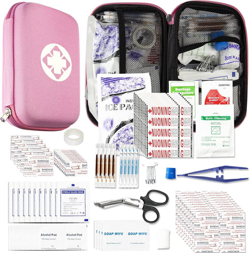 Car-Home Survival First-Aid Kit Emergency-Kit - Pink 273Piece Equipment Travel Supplies First Aid Set Home Essentials Camping Hiking YIDERBO...