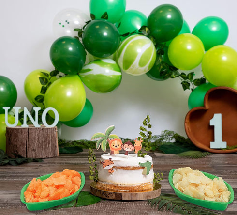 4E's Novelty Palm Leaf Party Serving Tray Plastic - Luau Candy Snack Tray Food Holder, Buffet Plates for Jungle Safari Hawaiian Party Supplies Din...