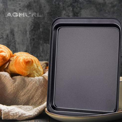 Baking Sheets, Small Cookie Trays, Nonstick Carbon Steel Baking Pan, Bakeware Set, 2-Pack, 9.45 X 7.09 Inch (Inner 7.5x6)...
