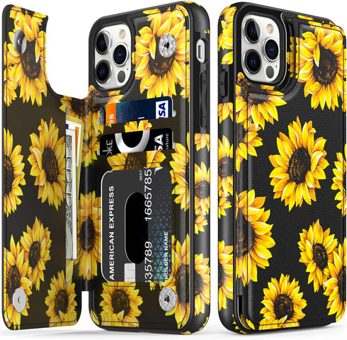 LETO for iPhone 13 Pro Max Case,Flip Folio Leather Wallet Cover with Fashion Designs for Girls Women,Card Slots Kickstand Protective Phone Shell 6...
