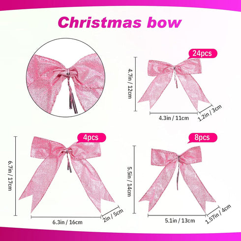 Waydress 36 Pieces Bow Decor, Christmas Tree Bow Ornament, Glitter Ribbon Bowknot for Wreath Garland, Party Crafts Home Decoration, 3 Sizes 4.3 x ...