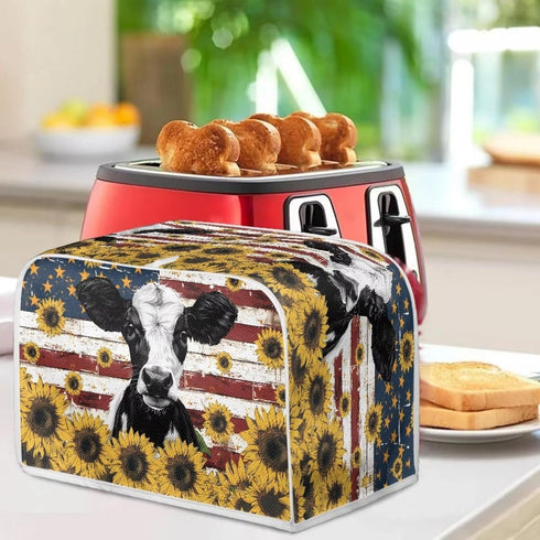 American Flag Toaster Dust Cover, Washable Cow Sunflower Toaster Cover 2 Slice, Decorative Bread Maker Cover Dust Fingerprint Protection, Kitchen ...