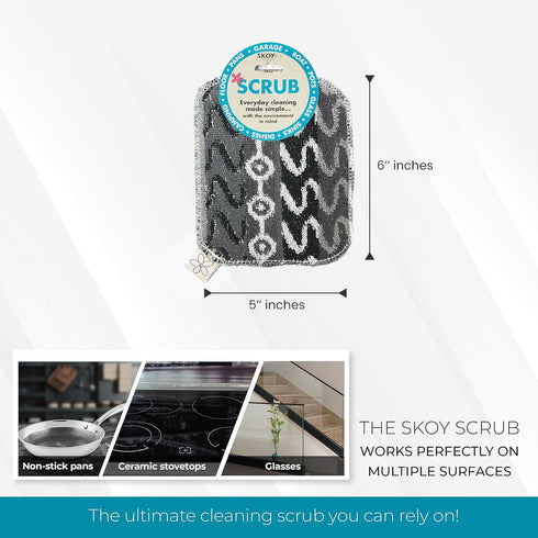 Skoy Scrub, 8-pack Reusable, Non-Scratching Dish Scrubber for Kitchen and Household Cleaning, Planet-Friendly, Dishwasher Safe Soft Scrub, Monochr...