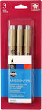 SAKURA Black, Blue & Red Pigma Micron PN Pens .45mm 3/Pkg...