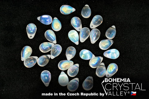 Teardrop Glass Beads for Jewelry Making Set - 120+ Bead Kit of 6x9mm Pendant Drop Beads in 4 Gentle Distinct Colors: Pink, Opal Turquoise, Amber, ...