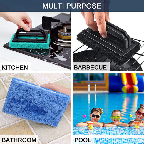 3 Pack Hand-Held Pool Scrub Brush Swimming Pool Brush Scrubbing Scouring Sponge Pad for Cleaning Pool Walls, Tiles, Floors & Steps - Surface Clean...