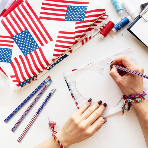 American Flag Pencils Wooden Patriotic Pencils for 4th of July USA Independence Day Parades Party Favors School Office Supplies (72 Pieces)...