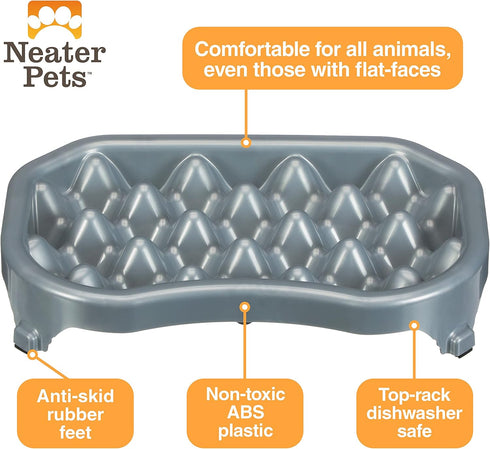 Neater Pet Brands - Neater Slow Feeder - Fun, Healthy, Stress Free Dog Bowl Helps Stop Bloat Prevents Obesity Improves Digestion (2.5 Cup, Silver ...