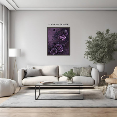 Posterizer 1 pcs-dark dainty art with purple flowers-Floral & Botanical Art-Abstract & Modern Art-Decor for Home & Office- UNFRAMED Wall Art...
