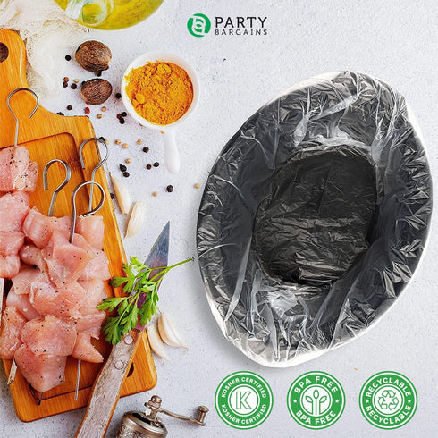 Party Bargains 30 Bags Slow Cooker Liners - Fits 7-8 Quarts, 21 x 4 x 13 Inches, 4" Wide Gusset, X-Large Crock Pot Liners, Multi Use Cooking Bags,...