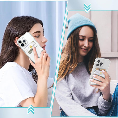 SHANSHUI Phone Wallet, Credit Card Holder for Back of Phone Case Wallet Pocket Stick on ID Bussiness Cards Sticky Pouch Compatible with iPhone, Sa...