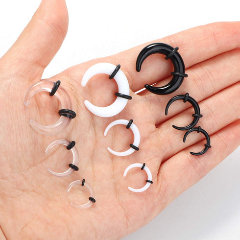 Jstyle 18Pcs 14G-4G Acrylic Pincher Tapers Septum Ring C Shape Buffalo Stretcher Expander with Black O-Rings for Stretching Pierced Nose Ear Carti...