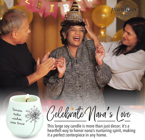 Pavilion Gift Company - Dandelion Wishes 77148 Ceramic Candles Nanas Make Wishes Come True Ceramic Soy Candle...