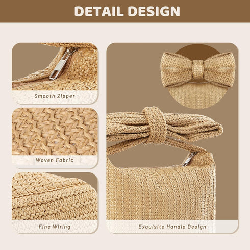 Straw Bow Purse Clutch Bag,Summer Beach Handbags for Women 2024 Vacation...