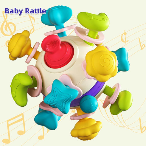Baby Teether Sensory Toys, Baby Teething Toys for 0-3-6-12-18 Months, Boys Girls Baby Shower Gifts Newborn Infant Rattle Toys, Montessori Learning...