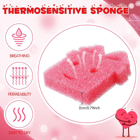 12 Pcs Valentine's Day Cleaning Sponges Cute Kitchen Scrub Sponges Heart Lip Bear Rose Sponge Temperature Sensitive Non Scratch Household Cleaning...