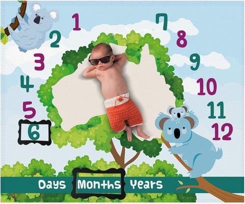 Koala Baby Month Milestone Blanket for Photo Taken - Baby Age Blanket | Koala Themed Party & Baby Newborn Nursery Gifts...