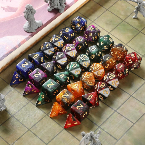 35Pcs DND Dice Set with 5 Colorful Animal Patterned Dice Pouches, Polyhedral Dice Sets for Dungeons and Dragons D&D TTRPG MTG Table Role Playing G...