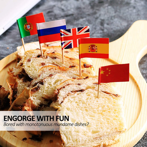 Anley Assorted 100 Different Countries Toothpick Flag - Vivid Double Sided Print & Solid Smooth Pick - Party Decoration Cocktail Fruit Stick Cupca...