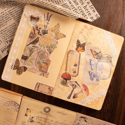 400Pcs Vintage Scrapbook Stickers, Scrapbooking Supplies Kit for Adults, Aesthetic Nature Washi Collage Paper Ephemera for Bullet Junk Journals...