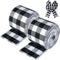 19.6 Yard 2.5 inch Wide Buffalo Plaid Ribbons Wired Edges, 2 Rolls Black and White Checkered Ribbon for Christmas Tree Gift Decorations...