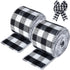19.6 Yard 2.5 inch Wide Buffalo Plaid Ribbons Wired Edges, 2 Rolls Black and White Checkered Ribbon for Christmas Tree Gift Decorations...