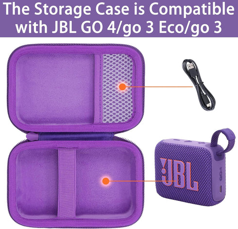 co2CREA Hard Carrying Case for JBL Go 4 Go3 Go 3 Eco Waterproof Ultra Portable Bluetooth Speaker (Purple Case)...