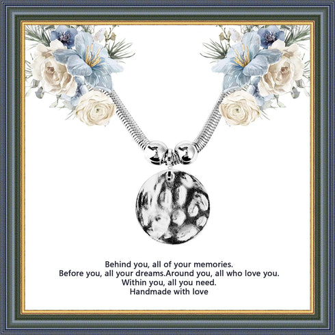 Silver Hammered Metal Statement Necklace Set with Lobster Clasp Closure, Disc Coin Necklace Circle Necklace Chunky Necklaces for Women 2022 Summer...