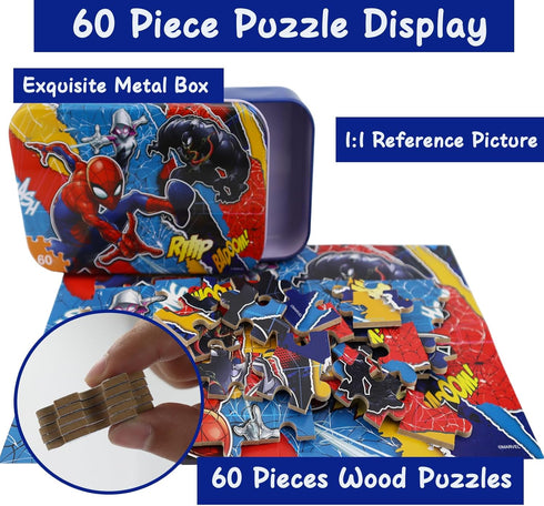 NEILDEN Learning Educational Puzzles for Kids Boys 60 Pieces Puzzles in a Metal Box for Kids Preschool Jigsaw Puzzles Toys for Girls and Boys...