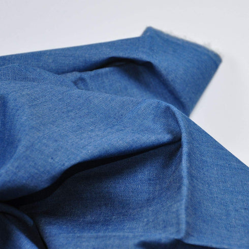 Indigo Blue 4.8 oz 100% Cotton Denim Chambray Fabric,56 Inches Wide, by The Yard...